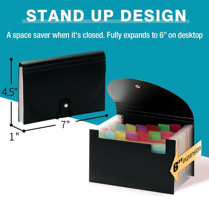 H4D Coupon Receipt Holder, 13 Pocket Accordion File Organizer, 7x4.5 Inches, Black - Image 2
